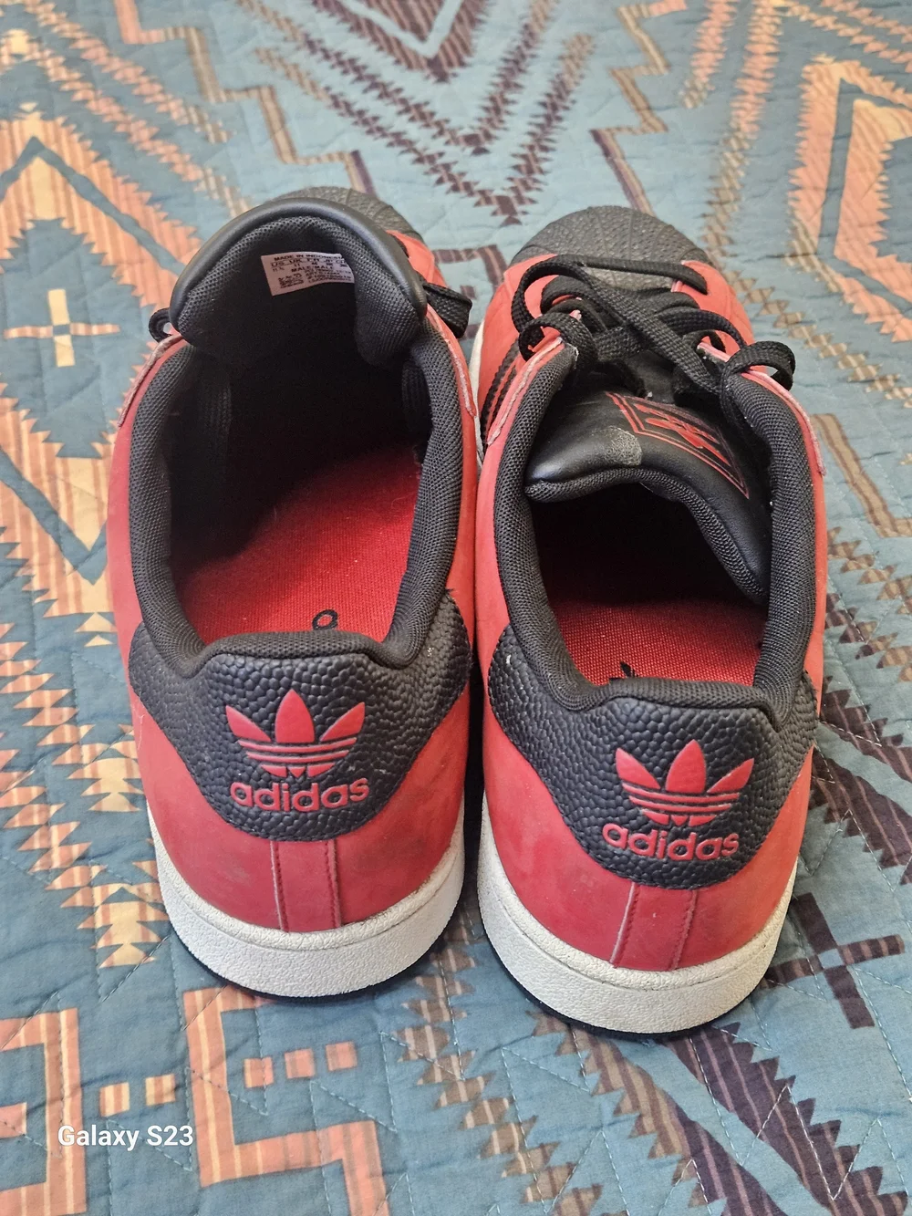 adidas Red and Black Suede Shell-Toe Sneakers